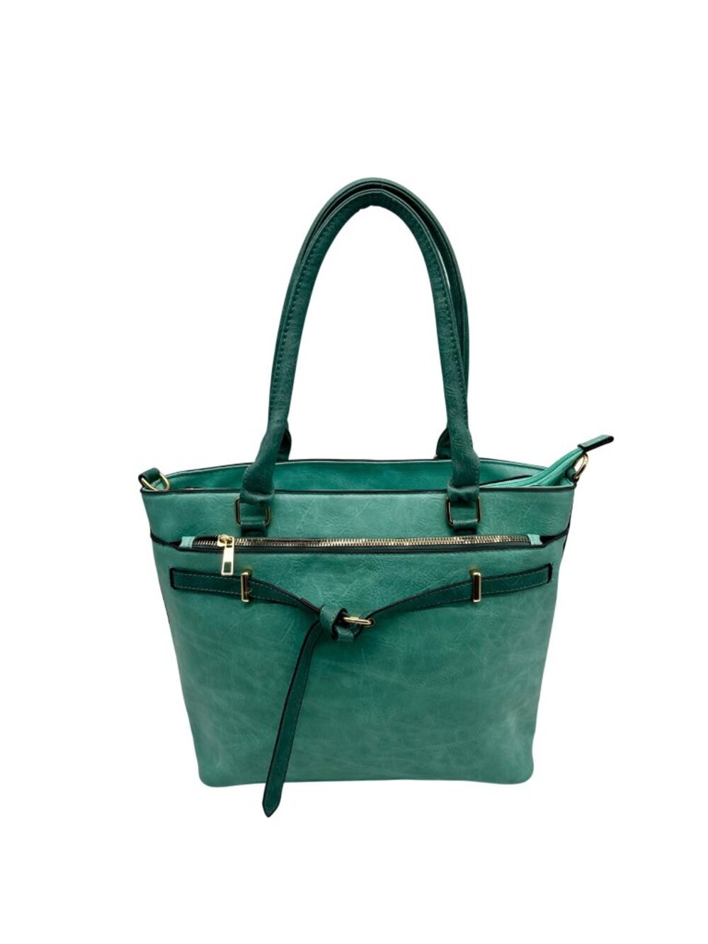 Aqua Blue Faux Leather Satchel Bag - Picture 1 of 11